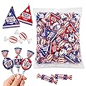 Patriotic Candy | 3-Pound Bag | 4th of July Candy Assortment Individually Wrapped | Popping Rocks, Lollipops, Chocolate Caramel Taffies