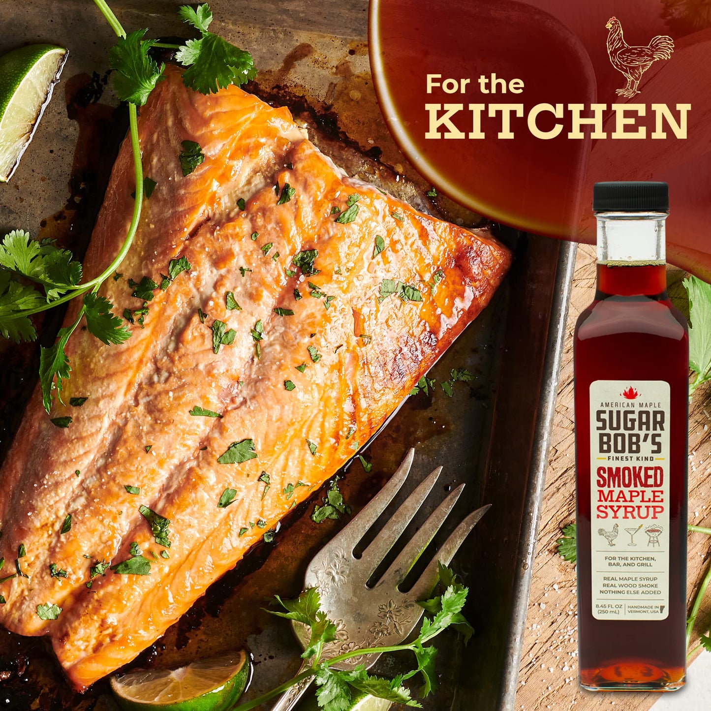 Sugar Bob’s Finest Kind - Smoked Maple Syrup, Real Maple Syrup Infused with Wood Smoke, Made in Vermont, For the Bar, Kitchen, and Grill, 8.45 fl oz