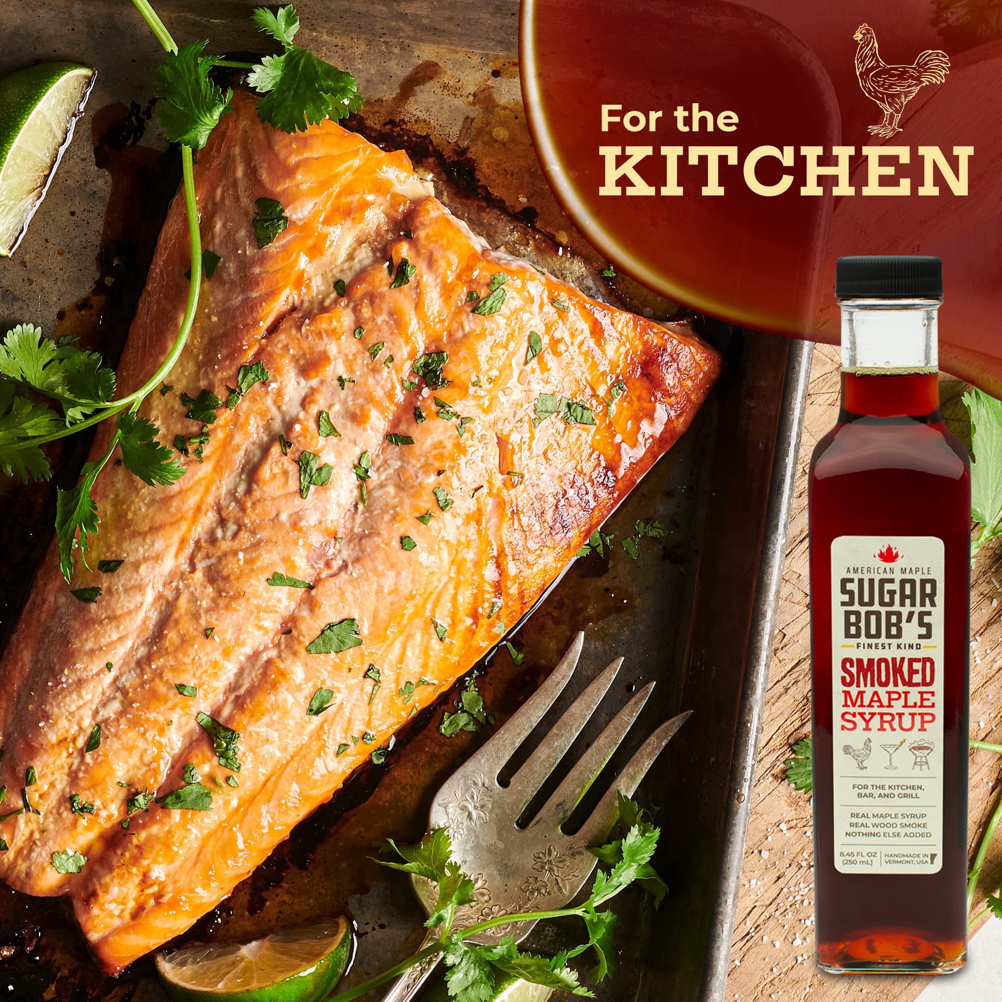 Sugar Bob’s Finest Kind - Smoked Maple Syrup, Real Maple Syrup Infused with Wood Smoke, Made in Vermont, For the Bar, Kitchen, and Grill, 8.45 fl oz