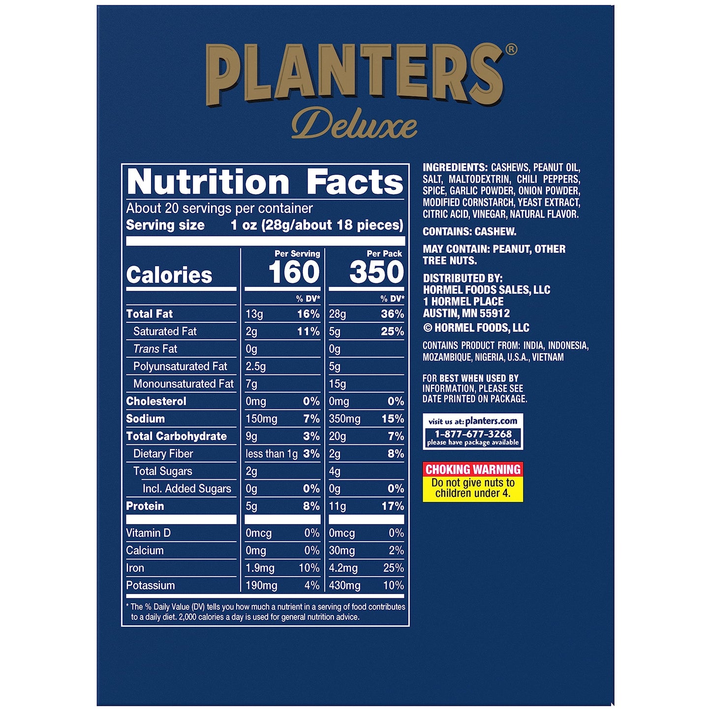 PLANTERS Spicy Cajun Cashews, 2.25 oz bags (Pack of 10)