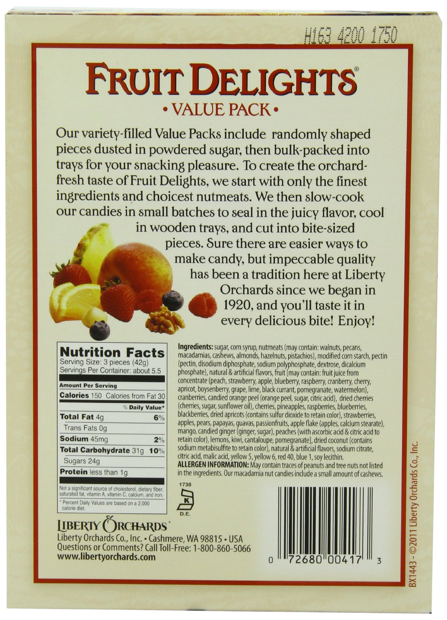 Liberty Orchards Fruit Delights Value Pack,8-Ounce Boxes (Pack of 6)