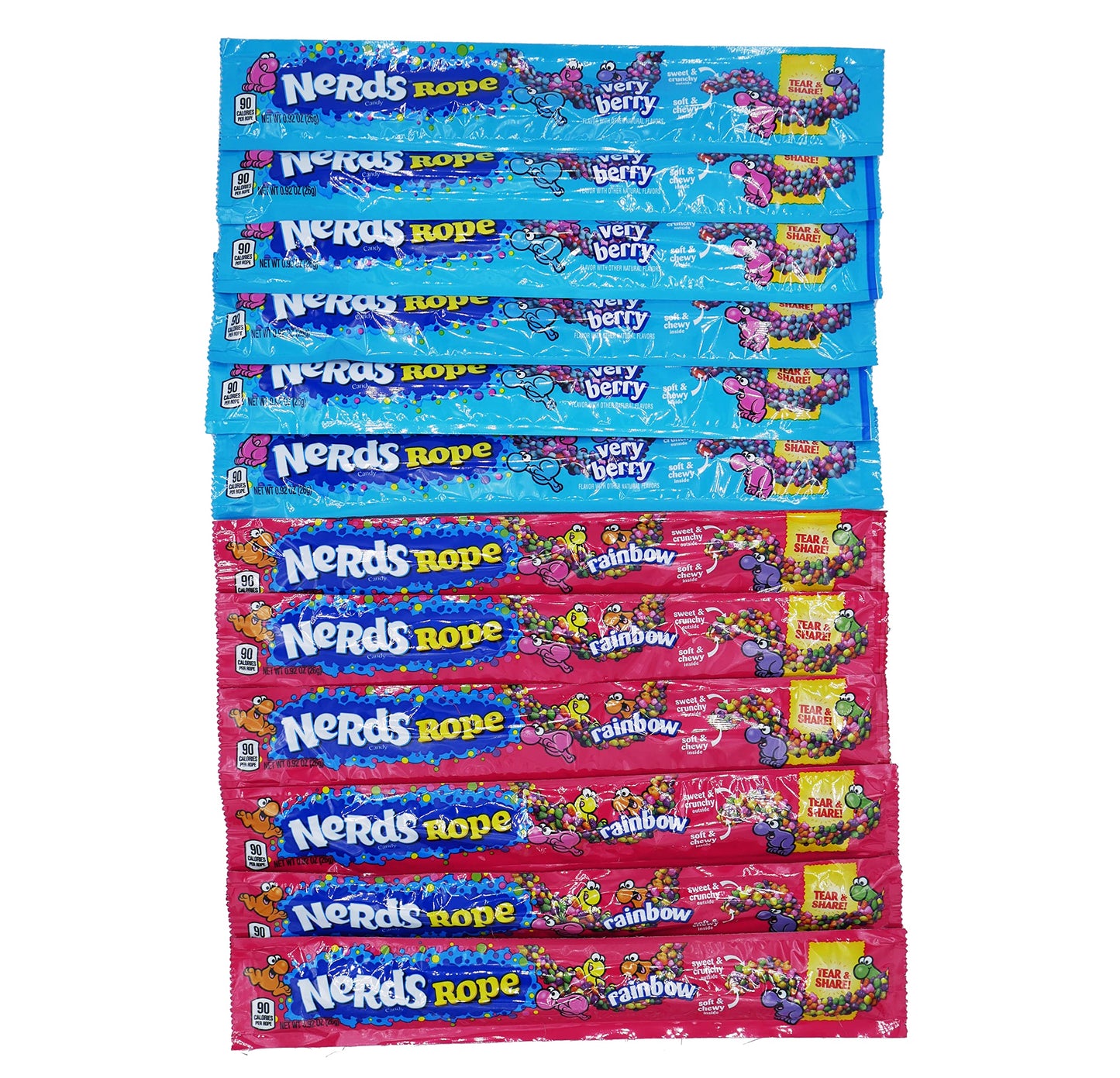 Nerds Rope Variety Pack (12 Count) Very Berry & Rainbow - 0.92oz, Bulk Individually Wrapped Nerd Ropes Candy, Chewy Gummies - By Dr. Variety
