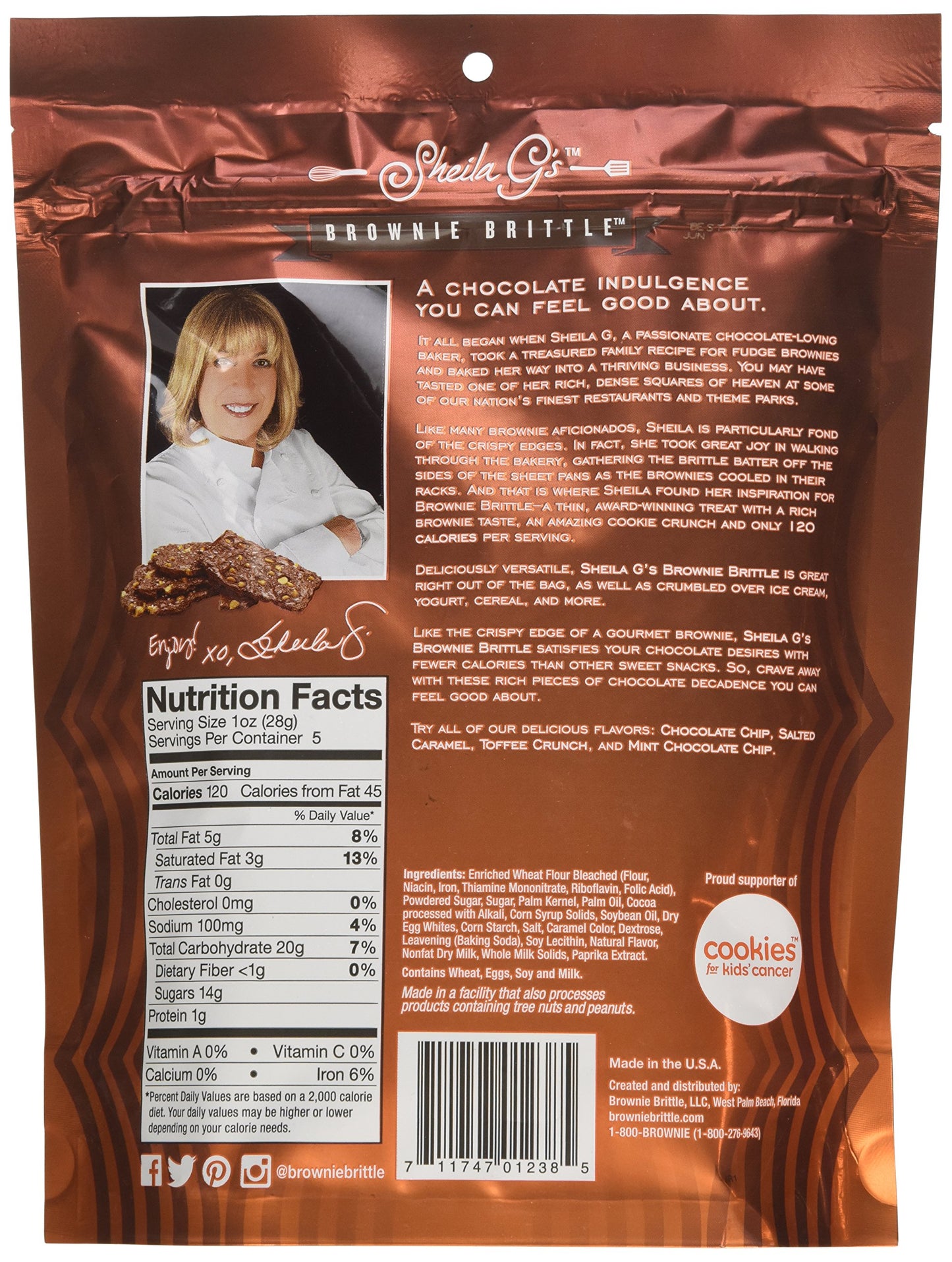 Sheila G's Brownie Brittle, Salted Caramel, 5-Ounce (Pack of 6)
