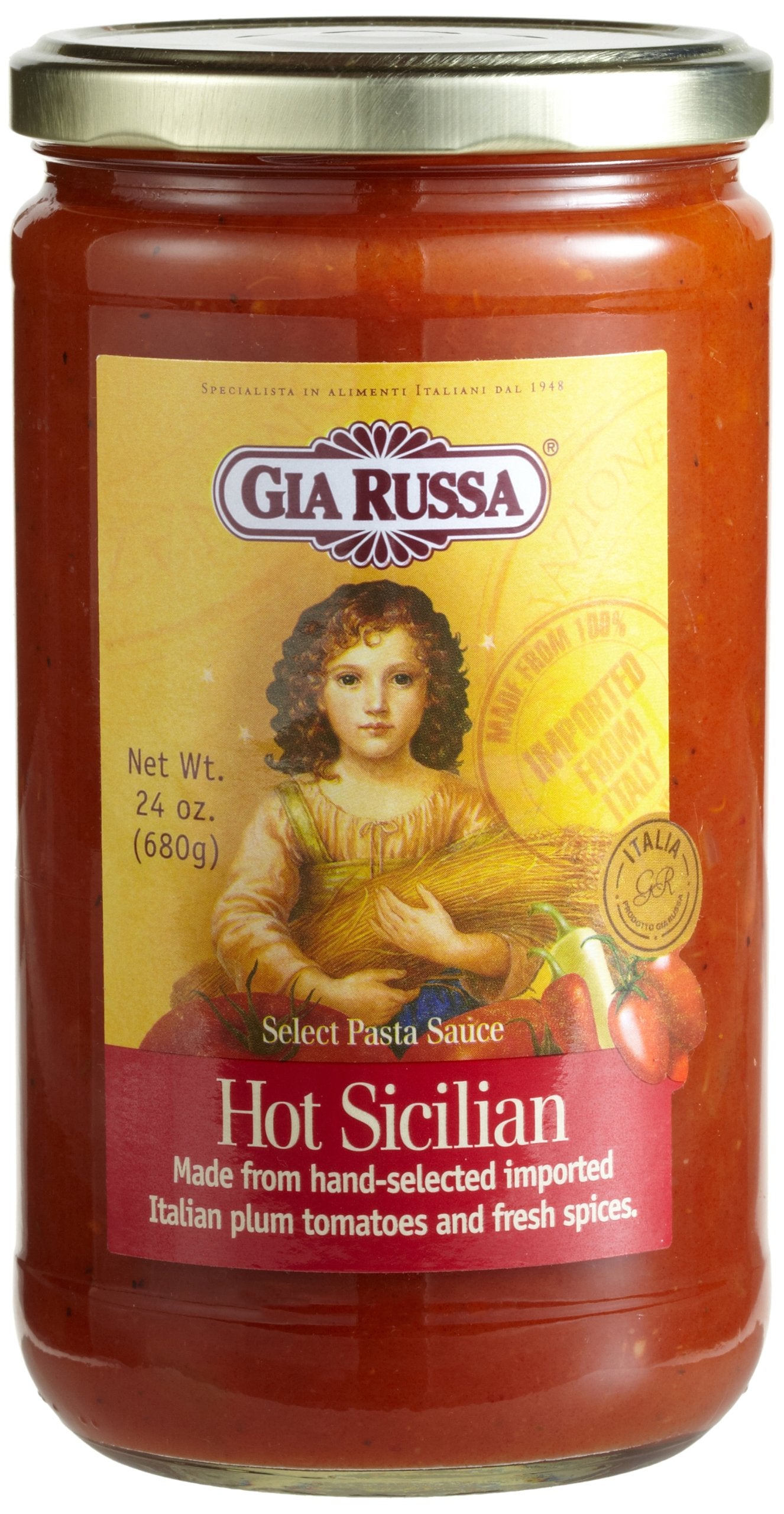 Gia Russa Hot Sicilian Pasta Sauce, 24-Ounce Glass Jars (Pack of 3)