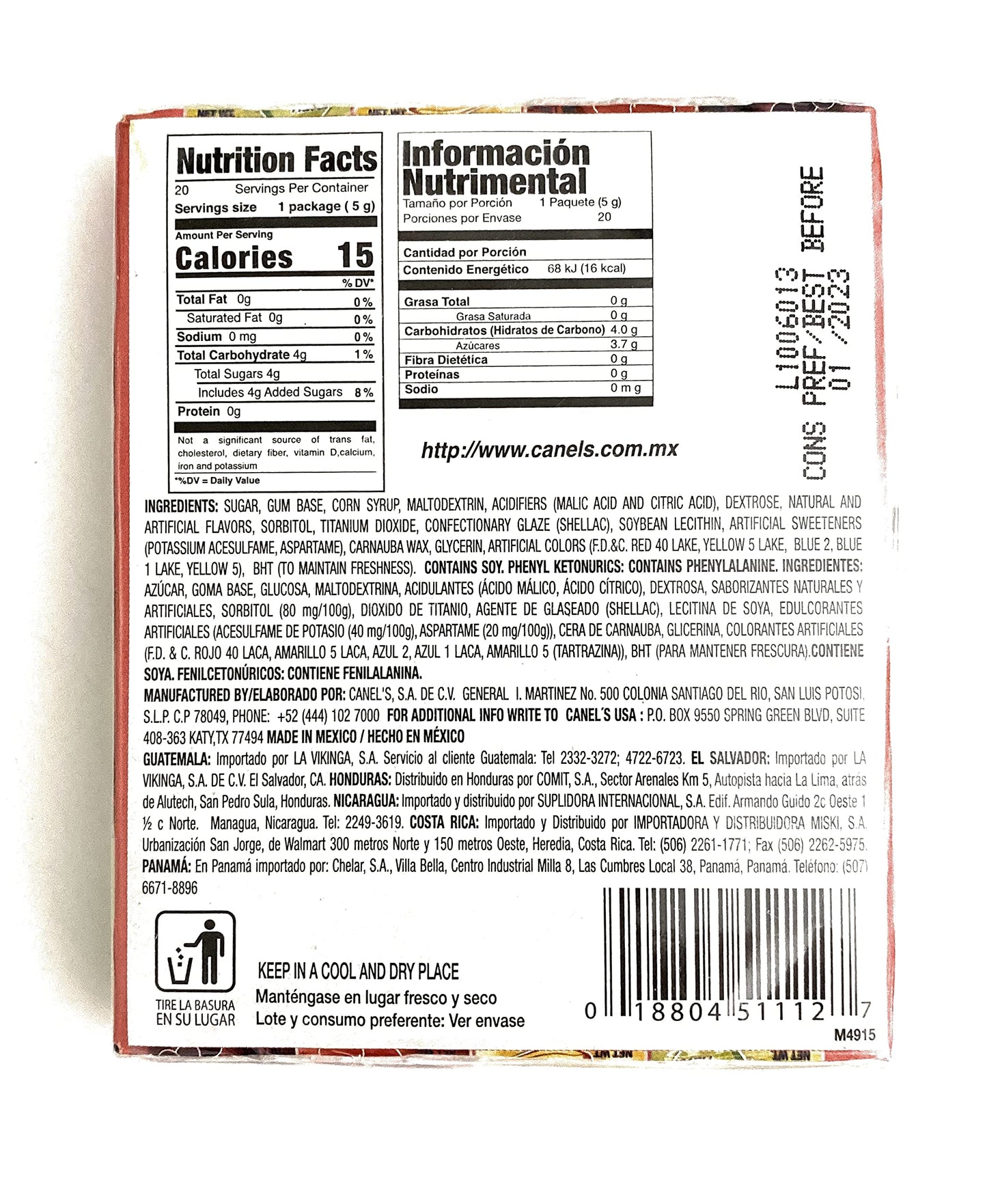 Assorted Fruit Flavors Chewing Gum, 4 pc, 20 count / 2 Pack 160pc Cherry Apple Grape Banana