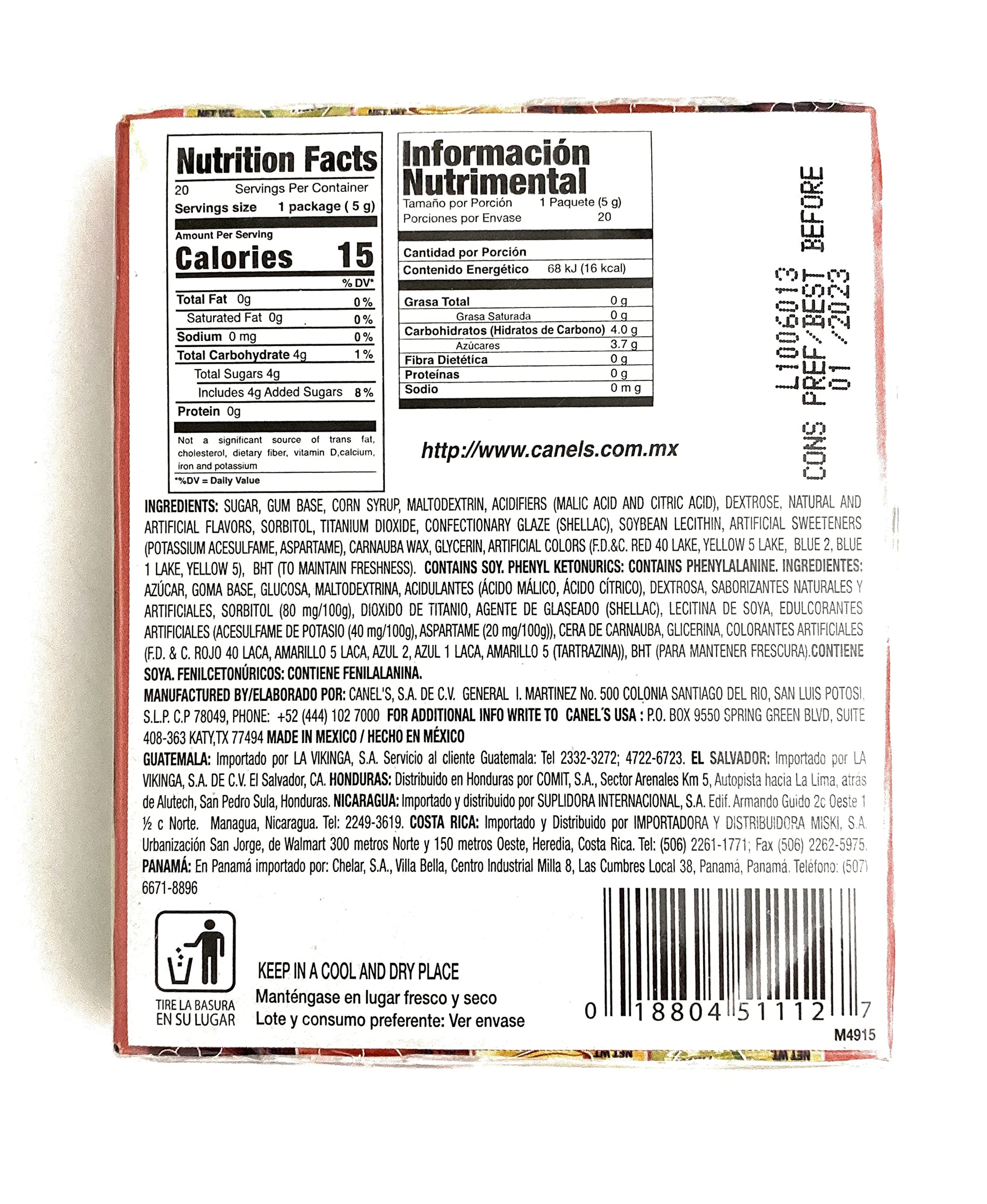 Assorted Fruit Flavors Chewing Gum, 4 pc, 20 count / 2 Pack 160pc Cherry Apple Grape Banana