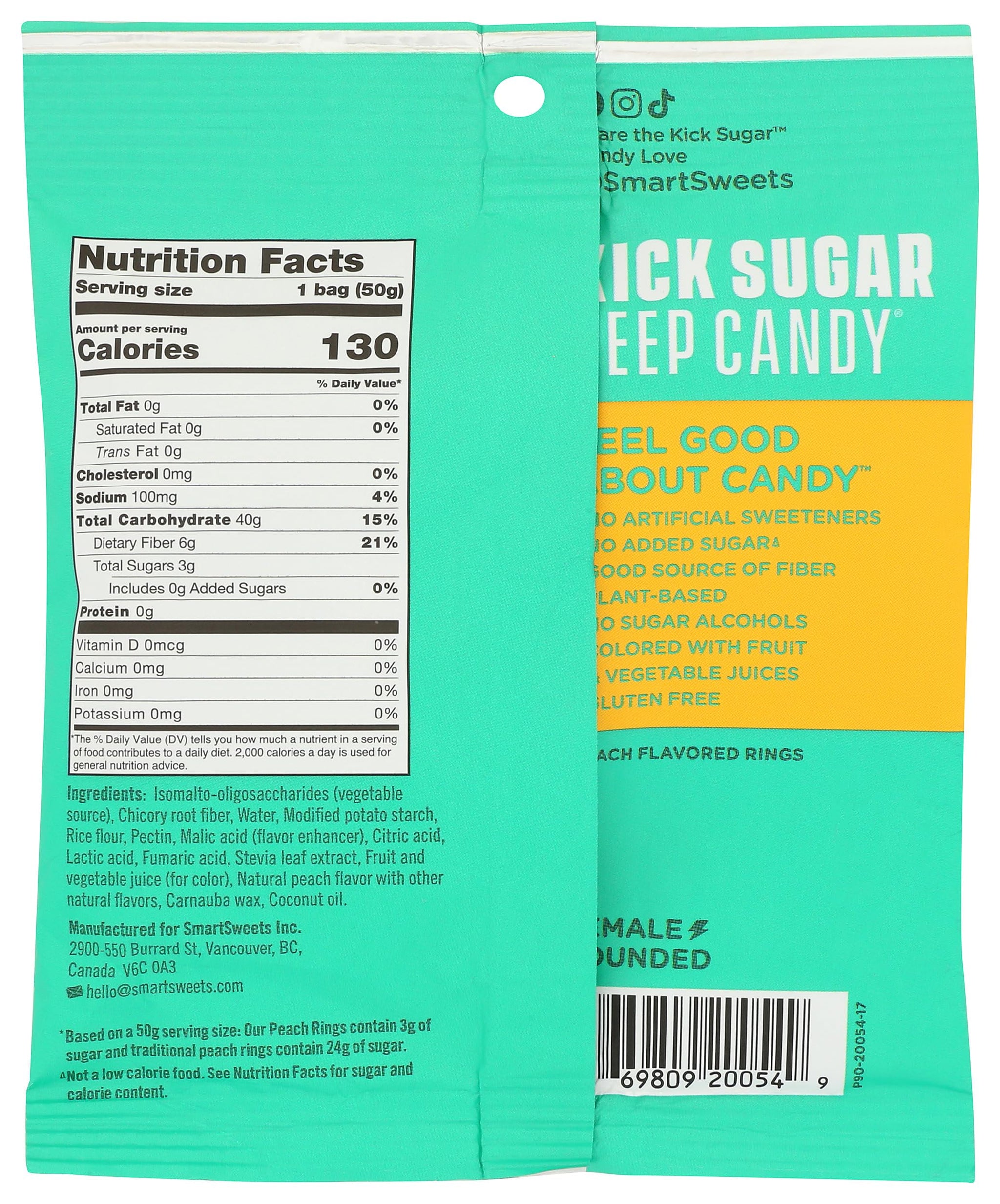Smart Sweets, Peach Rings, 1.8 Ounce