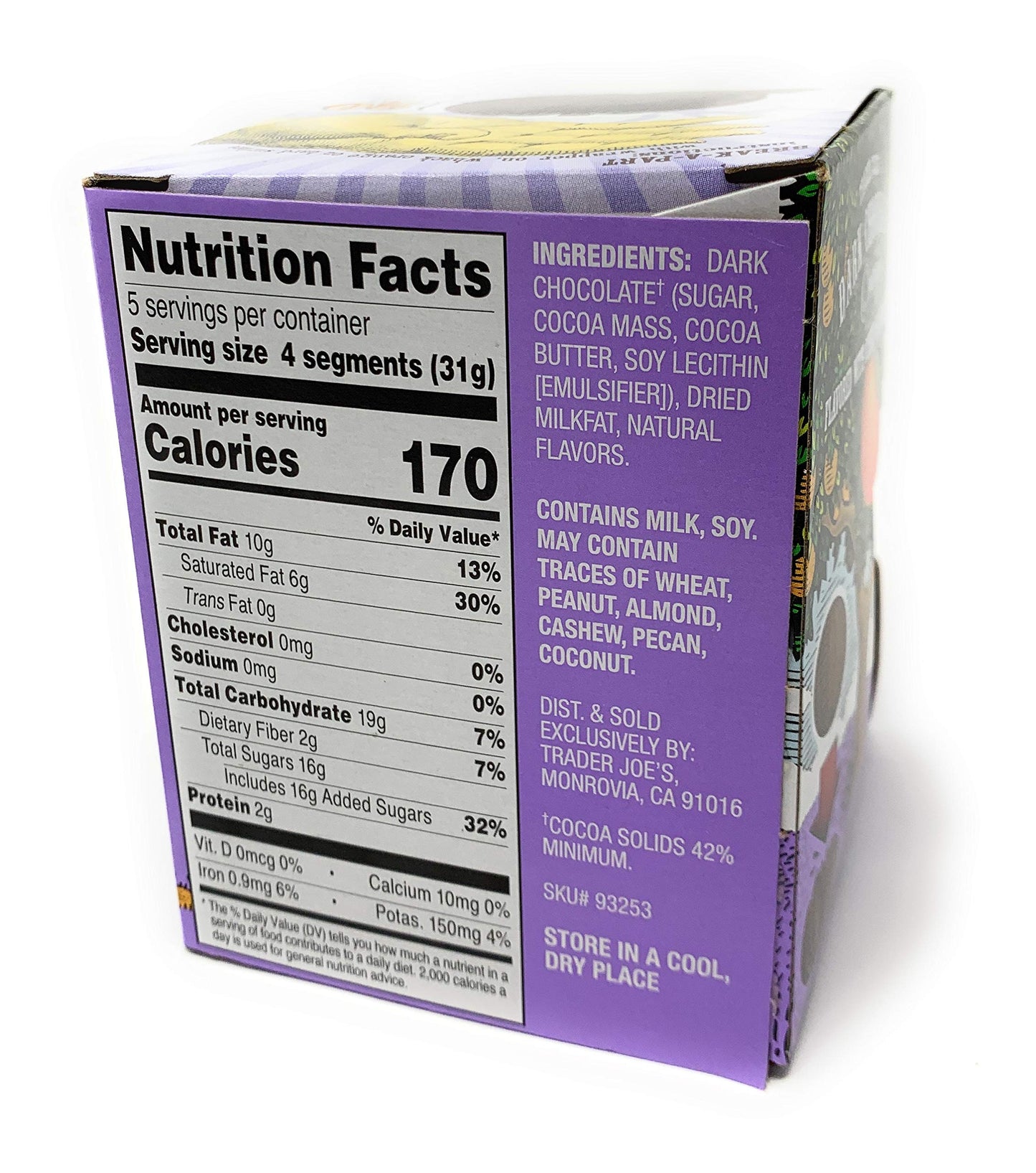 New Trader Joe's Dark Chocolate Orange with 20 Break-A-Part Segments - NET WT 5.53Oz (157g) - 2 PACKS
