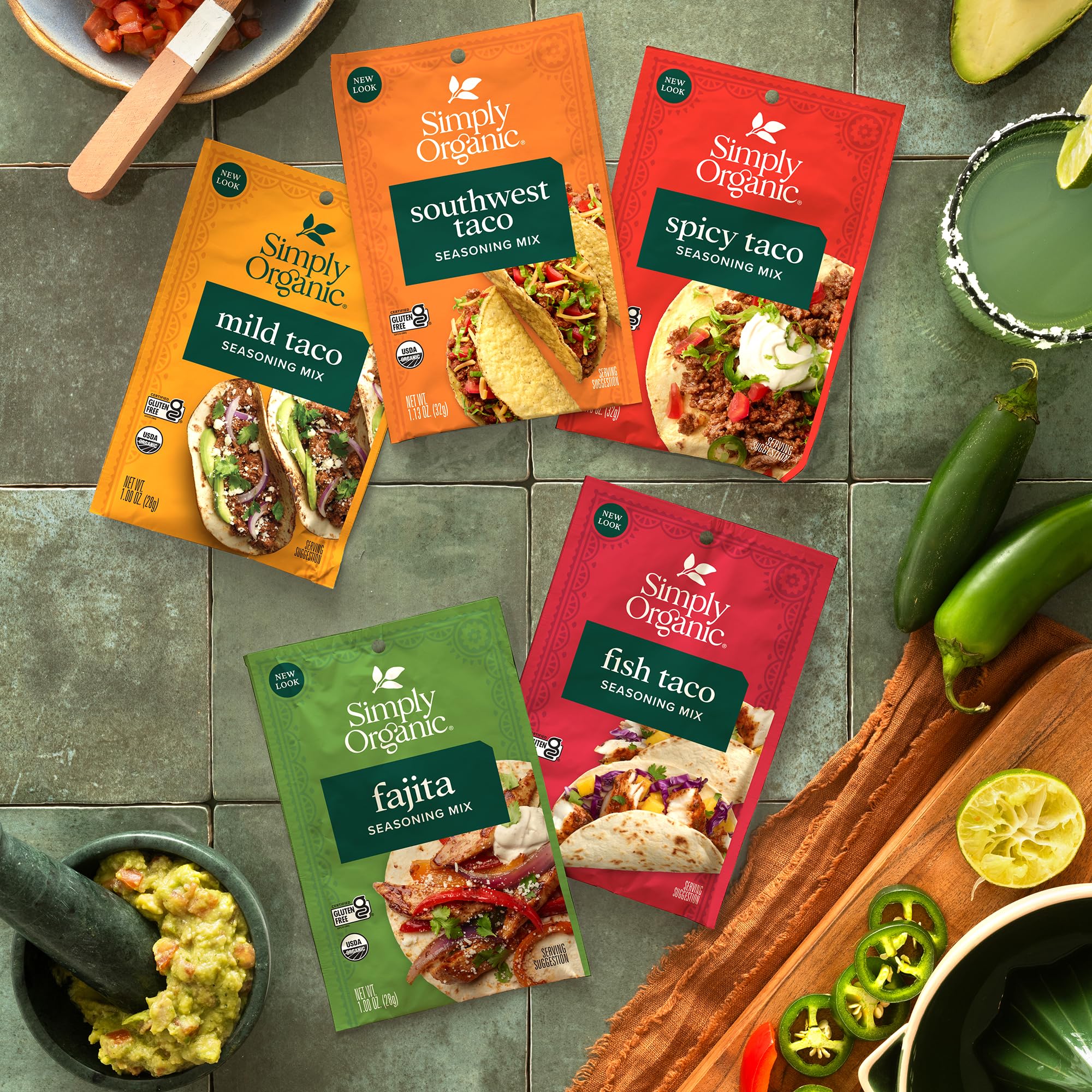 Simply Organic Mild Taco Seasoning Mix, Gluten Free, Certified Organic, Kosher, Vegetarian, Pure Flavor for Tacos, Stir-Fries, Mexican Dishes