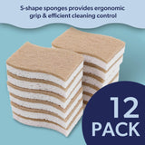 happimess WPE2000A-12SET Natural Plant Based Non-Scratch Sisal Hemp/Cellulose Scrubbing Dish Sponge, Cleaning Sponge for Dishes, Bathroom, Household
