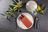 Moyes Home Terracotta Dinner Napkins with Silverware Pocket (50 Pack) - Linen-Feel Disposable Cloth-Like Paper Napkins for Fall Weddings, Thanksgiving