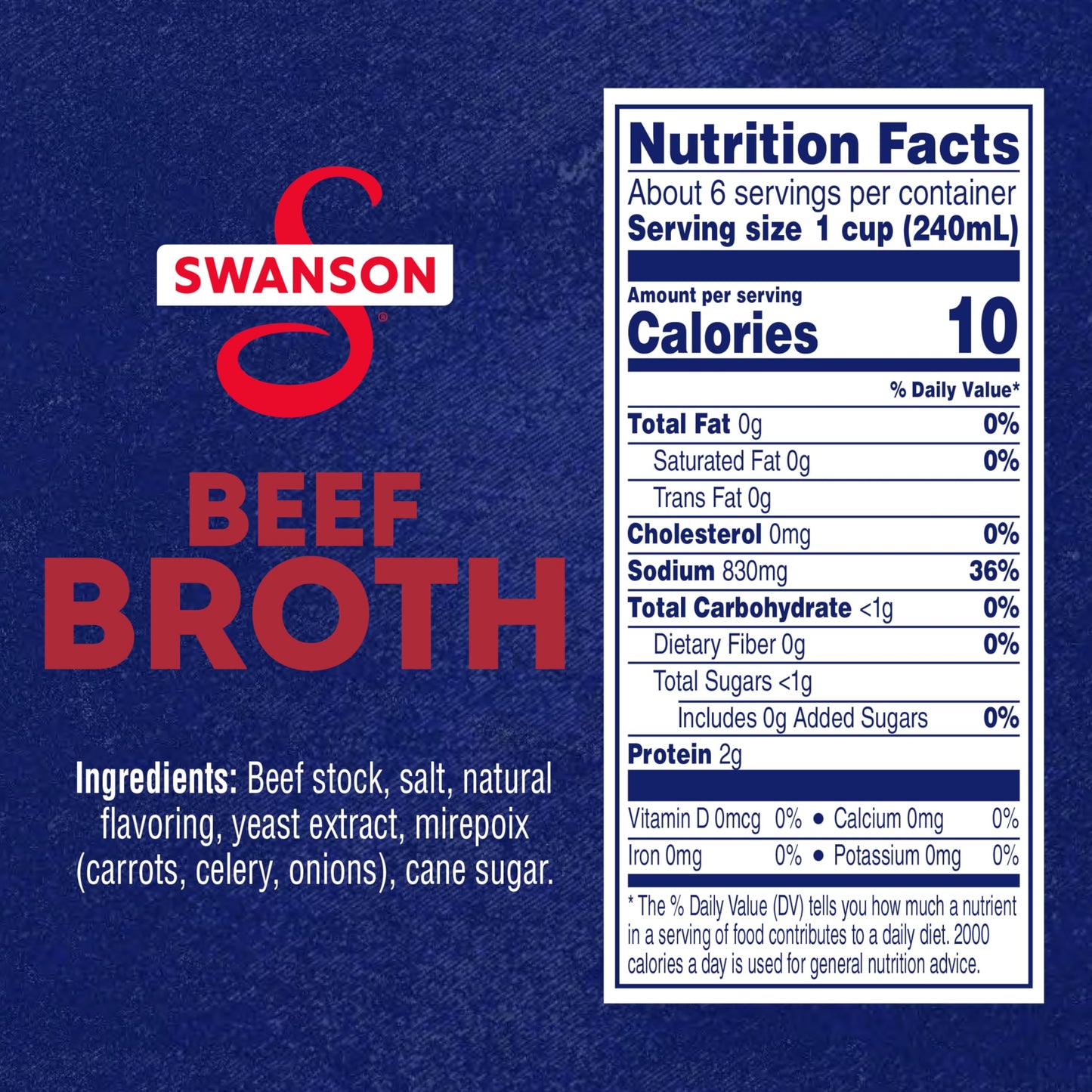 SWANSON S 100% Natural Beef Broth, 48 oz Carton (8 Pack)