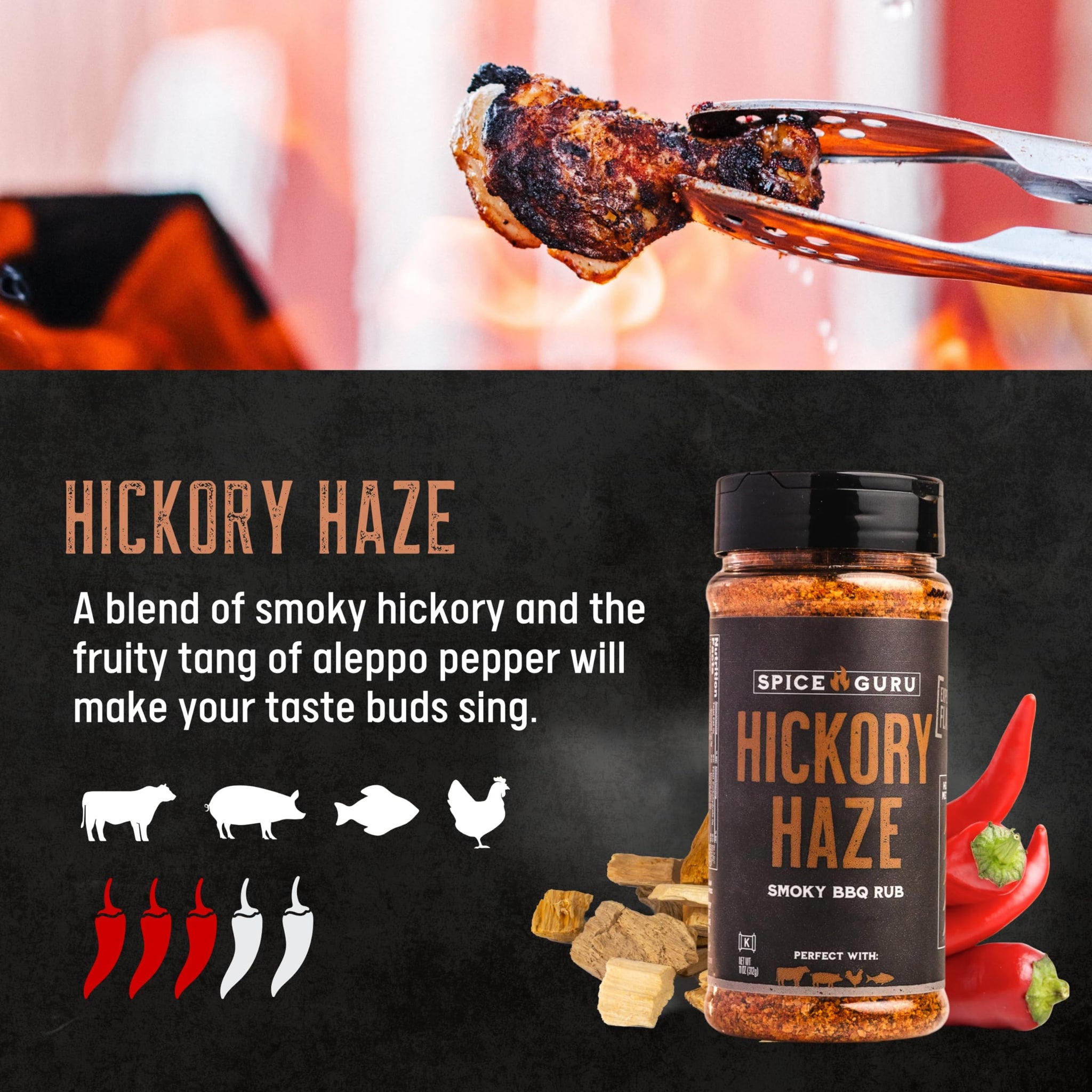 Spice Guru Hickory Haze BBQ Rub - Gifts for Men Who Cook, Gifts for Dad, Men Gifts, Dad Birthday Gift - Spices and Seasonings Sets - Steak Seasoning