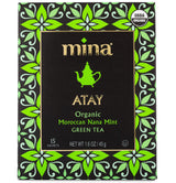 Mina Atay Moroccan Nana Mint Organic Green Tea, 15 Biodegradable Sachets - Refreshing Moroccan Mint Green Tea Bags, Moroccan Mint Tea Bags, Low in