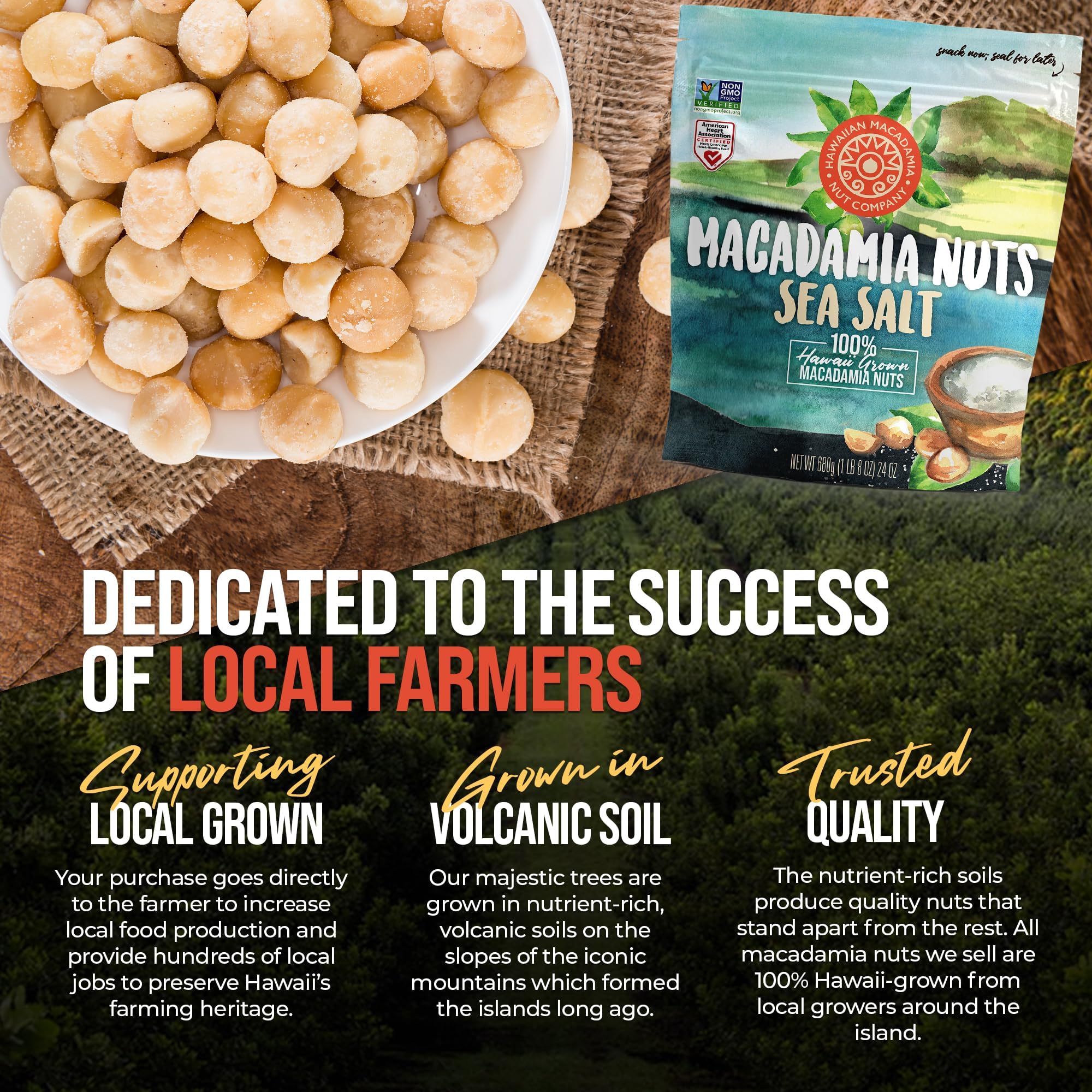 Hawaiian Macadamia Nut Company Macadamia Nuts Sea Salt 24 oz