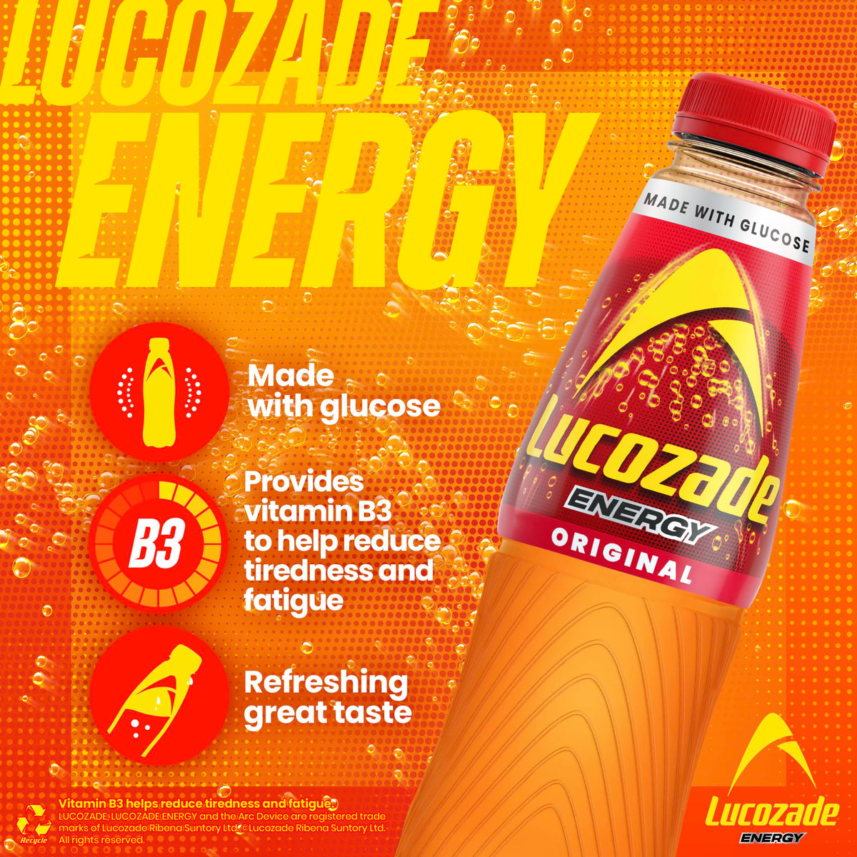 Lucozade Energy Original 380ml (Pack of 4)