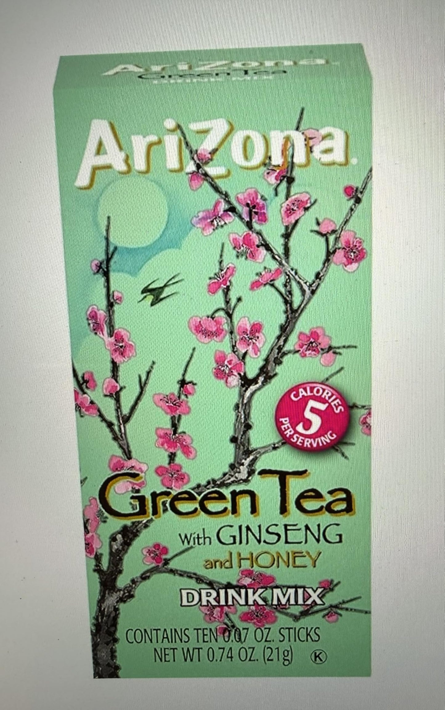 AriZona Zero Sugar Green Tea with Ginseng & Honey Powdered Drink Mix Sticks, 10 ct. Box