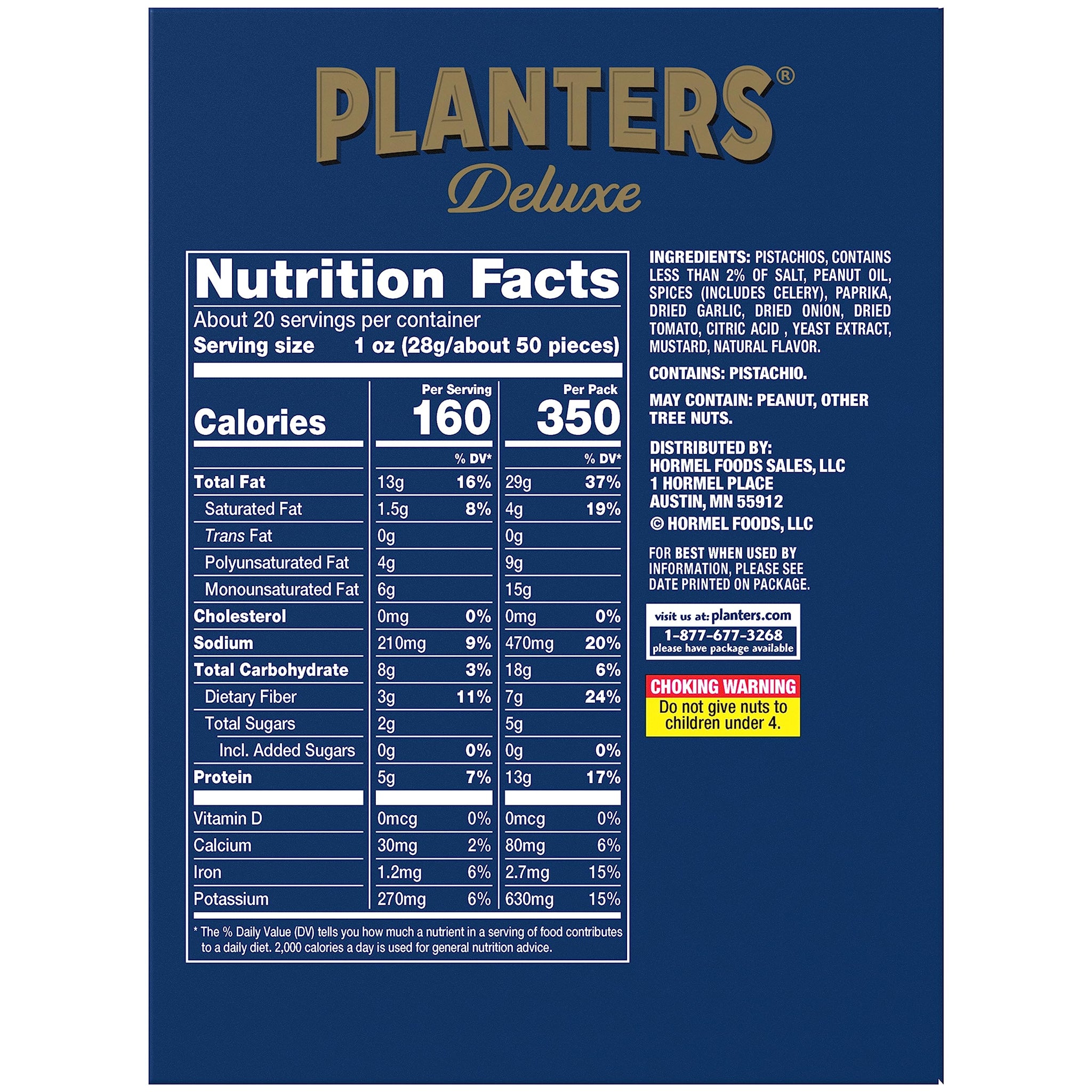 PLANTERS Spicy Cajun Pistachio Kernels, 2.25 oz Pack (Pack of 10)