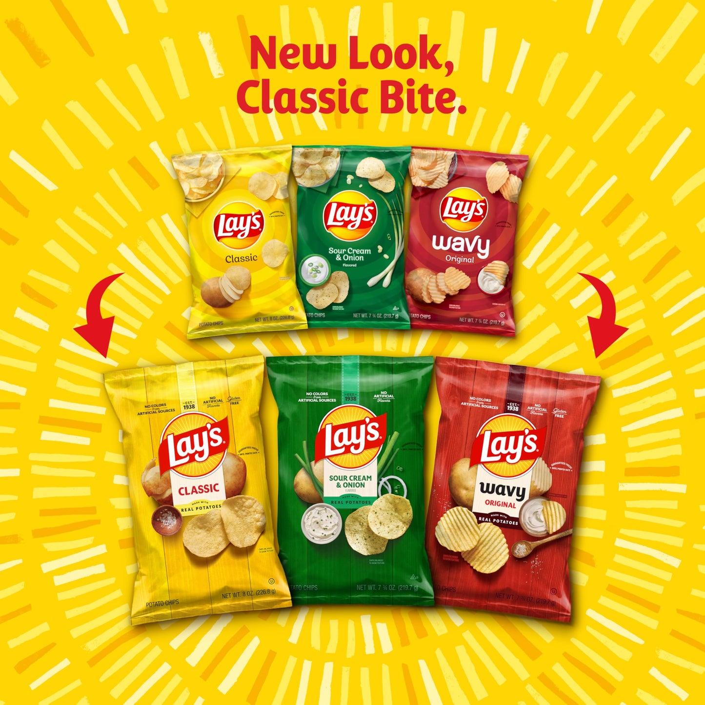 Lay's Potato Chips, 4 Flavor Variety Pack, 1 oz Single Serve Bags, (40 Pack)