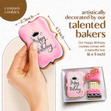 Happy Birthday Gift Basket Custom Sugar Cookies - Happy Birthday Cookies in Gift Box, Hand Decorated Kosher Treats for Women, Her, Wife - Bakery