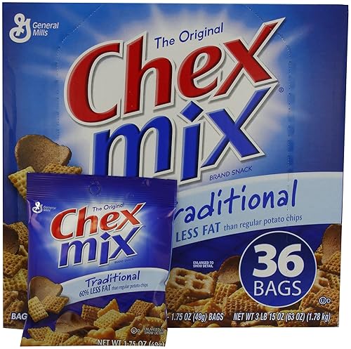 General Mills Chex Mix Traditional 60% Less Fat Than regular Potato Chips, 1.75 oz. Bags, 36 Count