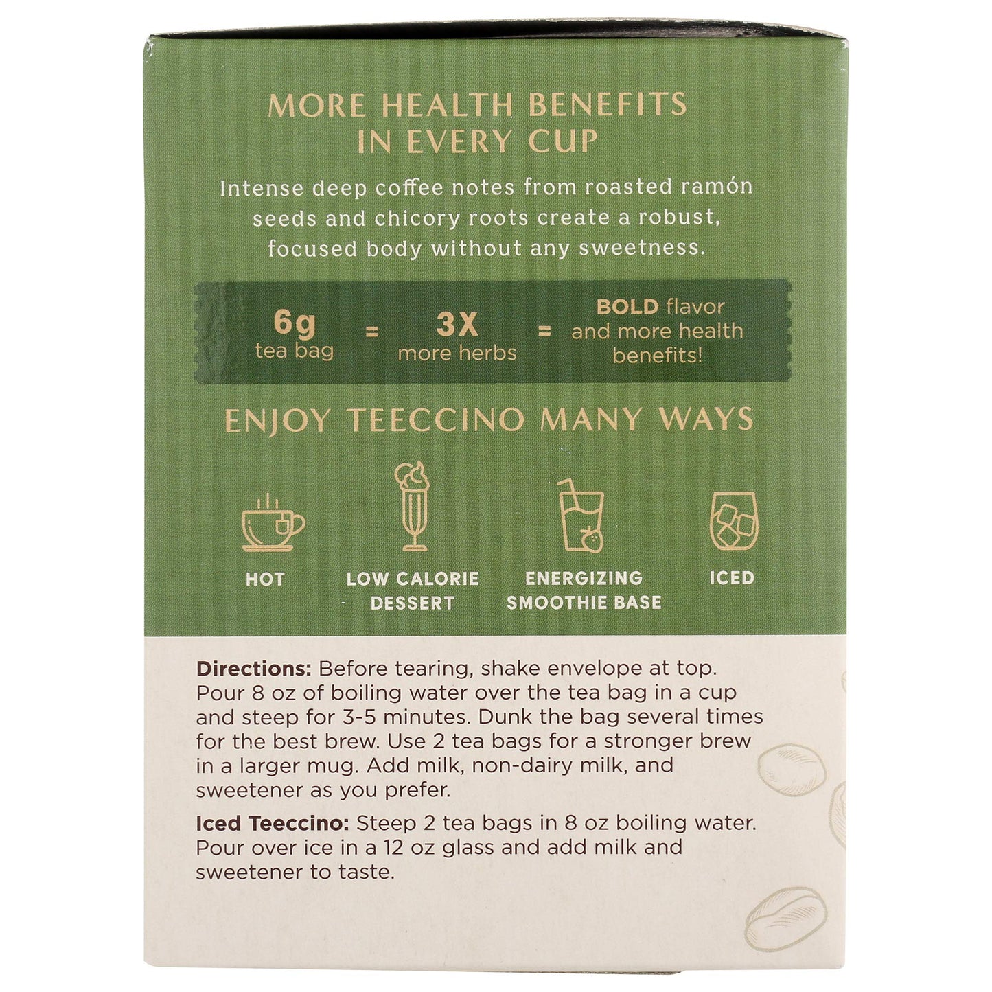 Teeccino French Roast Herbal Tea - Rich & Roasted Herbal Tea That’s Caffeine Free & Prebiotic for Natural Energy, Coffee Alternative, 10 Tea Bags