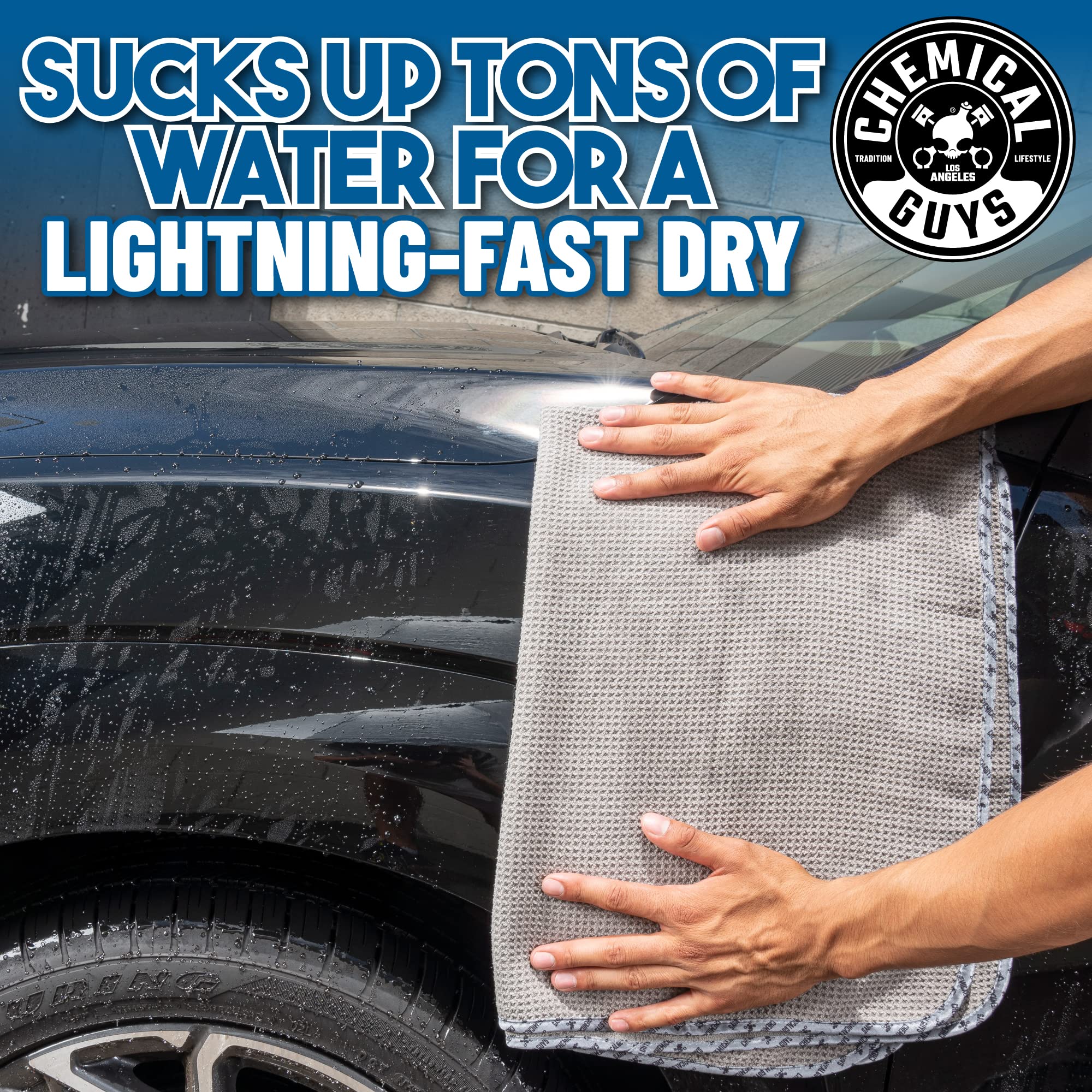 Chemical Guys Waffle Weave Gray Matter Microfiber Drying Towel 2 Pack, Huge Car Drying Towels for Faster Coverage on Paint, Glass, Wheels, and Trim