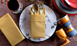 Moyes Home Gold Dinner Napkins with Silverware Pocket (50 Pack) - Linen-Feel Disposable Cloth-Like Paper Napkins for Weddings, New Year’s Eve