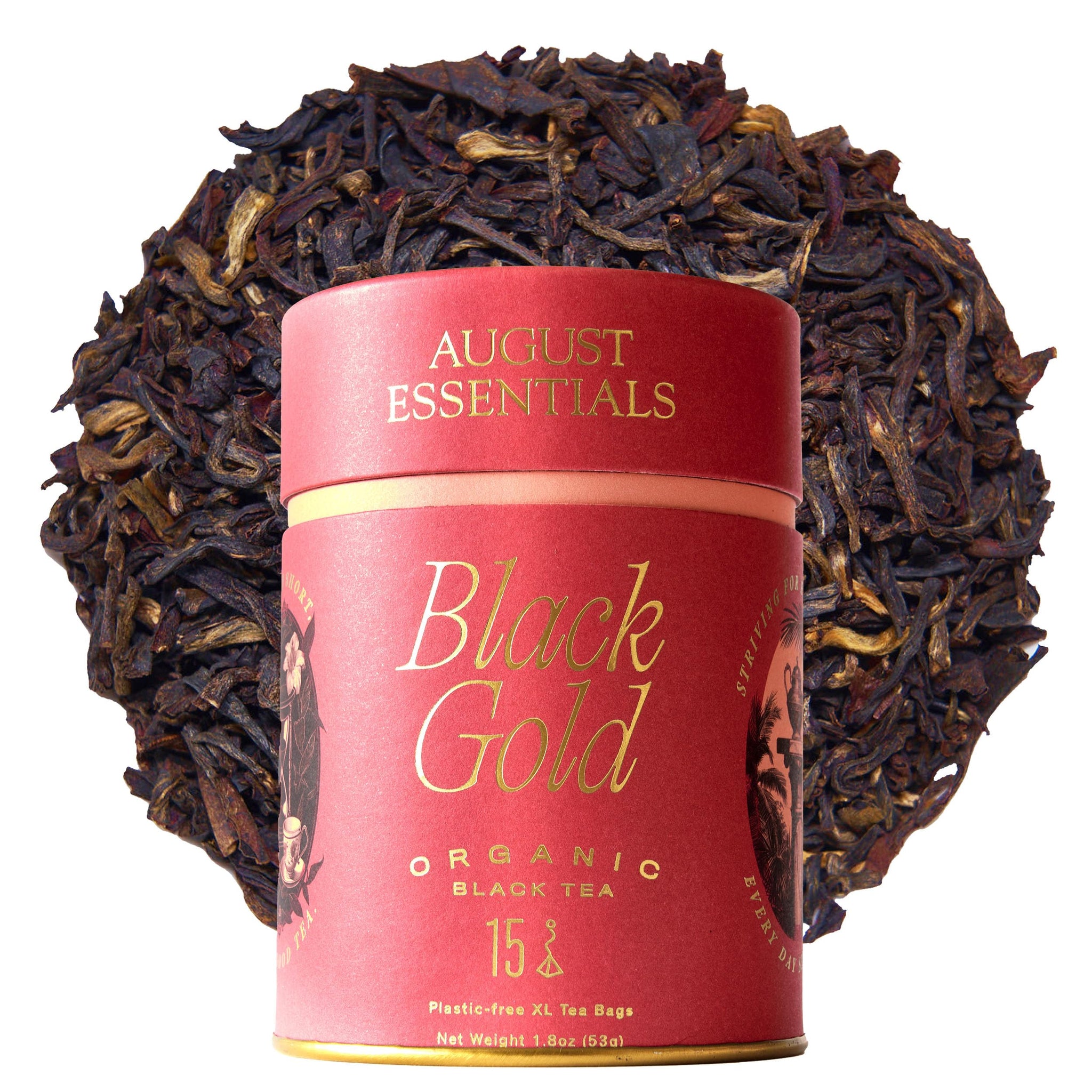 August Essentials Black Gold Tea - Handcrafted Organic Black Tea for Daily Enjoyment - Ideal Morning Drink with Malty, Golden Flavor & Caramel Notes