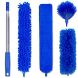 Microfiber Duster with Extension Pole - 4 Piece Dusters Set - Extends 15 to 80 Inches - Ceiling Fan Cleaner - Perfect for Cobwebs, Spider Webs