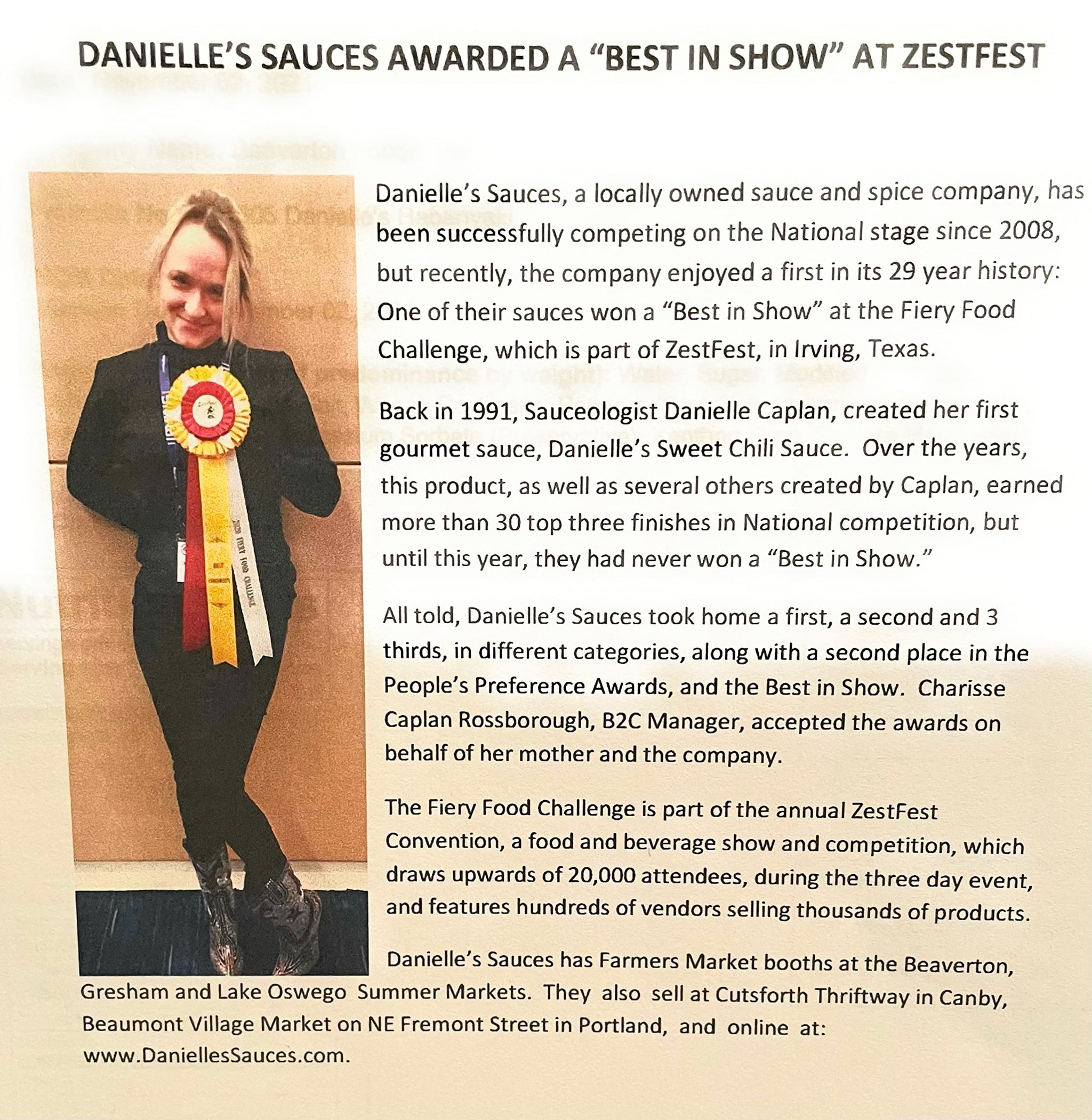 Danielle's Sauces Sweet Chili Sauce
