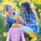 Plush Easter Bunny Basket, Monogrammed Bunny Easter Buckets with Long Plush Ear, Egg Hunting Easter Gift Bags Easter Tote Bags for Easter Decorations