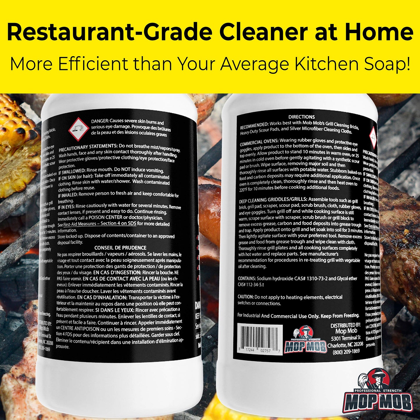 Commercial Grill and Oven Cleaner 32oz Concentrate 4pk. Heavy-Duty Fast-Acting Degreaser Solution Removes Carbon, Grime, Burnt Food and Oil