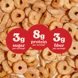 Plant-Based and Vegan Breakfast Cereal by Three Wishes - Cinnamon, 20 Ounce Box (Bulk Size) - More Protein and Less Sugar Snack - Gluten-Free