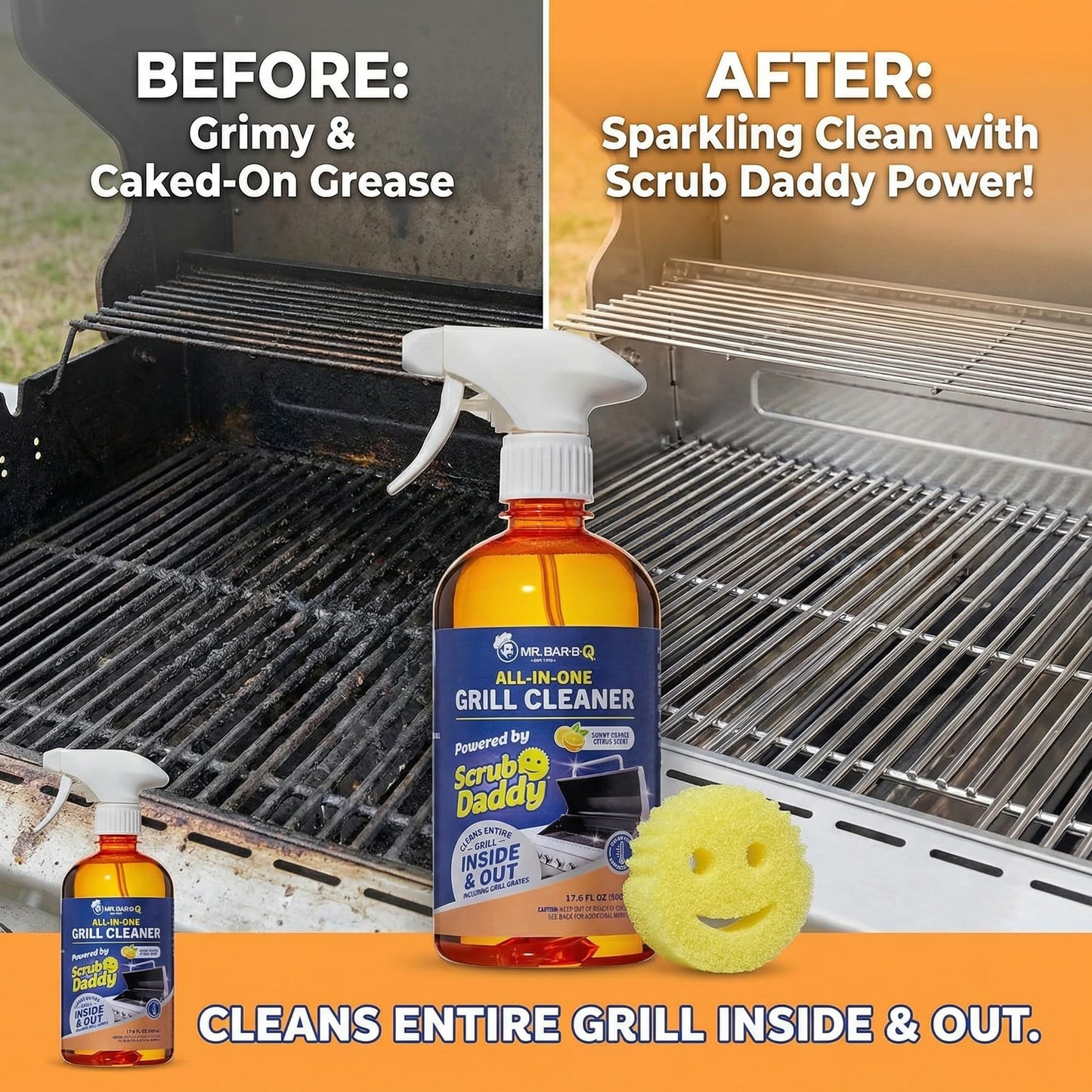 Grill Cleaner - 3 Pack Grill Cleaner for Outdoor Grill - BbqCleaner Spray and Griddle Cleaner Cleaning Kit with Grill Cleaning Tools and Citrus