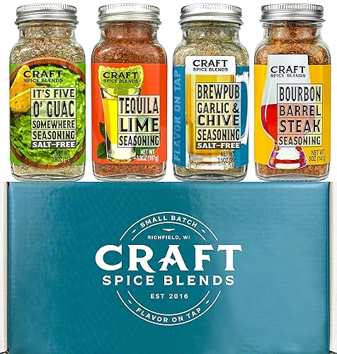 Craft Spice Blends Happy Hour Seasoning 4-Pack Gift Set - Top Shelf Spices Raising the Bar on Flavor - Spice Blends for Beef, Chicken, Fish and More