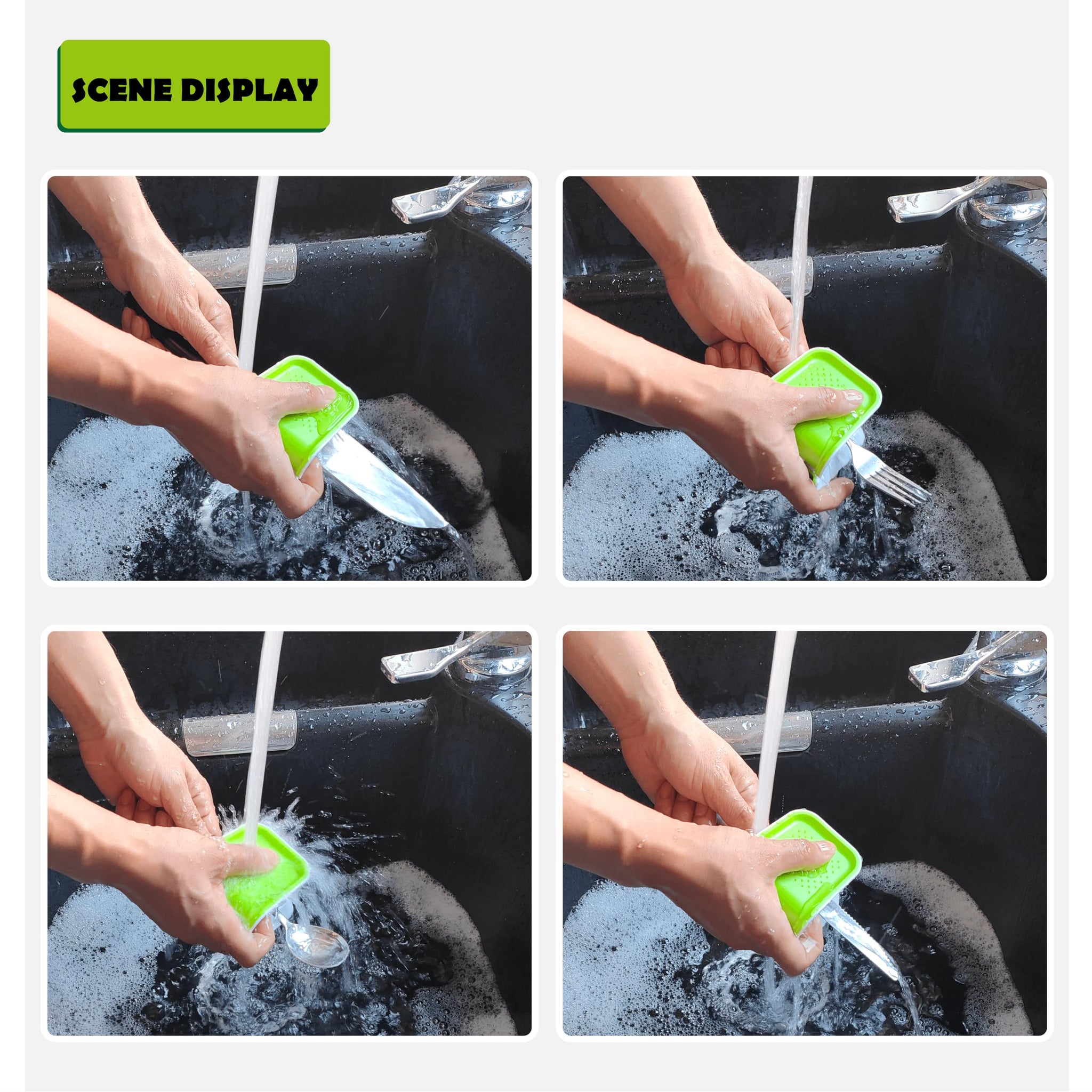 Zcircle, Openable BladeBrush Knife and Cutlery Cleaner Brush, Silverware Scrubber, Bristle Scrub for Kitchen Washing, Non-Slip