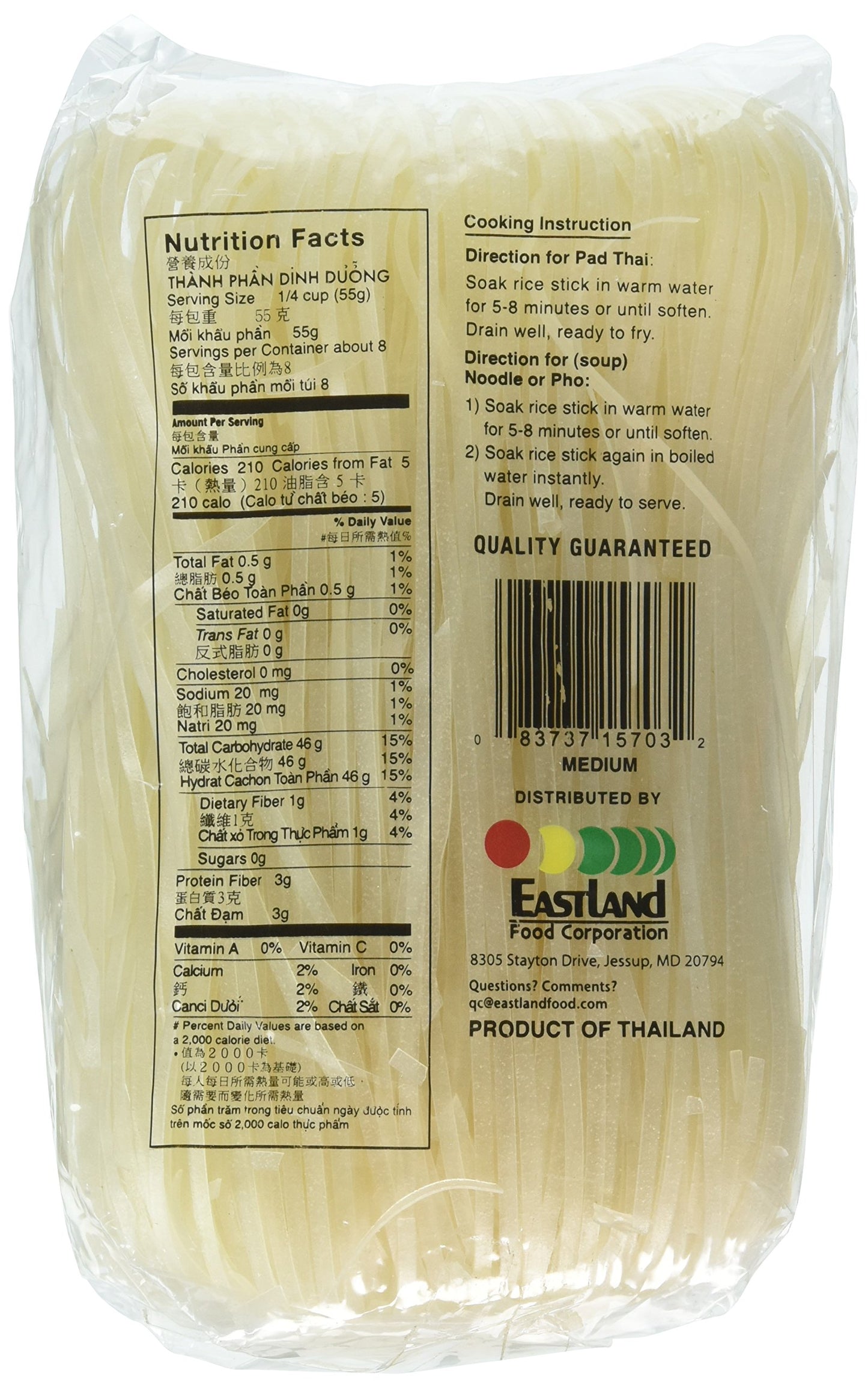Asian Best Premium Rice Stick Noodle Medium, 16oz (3 Pack)