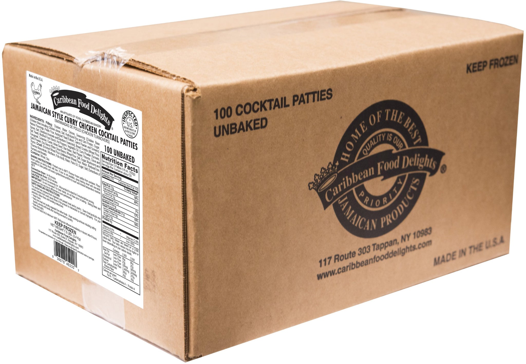 Jamaican Style Cocktail Patties, Unbaked (Chicken, 1 Case of 100 Count)