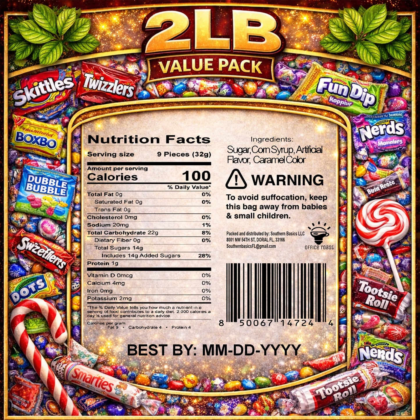 Ultimate Assorted Candy Mix 2 LB Bulk - Individually Wrapped Candy Variety Pack for Candy Bowl, Office Snacks, Party Favors, Piñata Fillers, Halloween