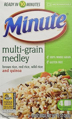 Minute Multi-Grain Medley Brown Rice Red Rice Wild Rice Quinoa 4 - 3 Oz Bags (Pack of 4)