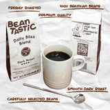 Beantastic Cafe Daily Bliss Blend Dark Roast Ground Coffee/Whole Bean Coffee, 100% Brazilian Beans, Smooth & Bold Flavor, 12 oz Bag (Whole Bean)