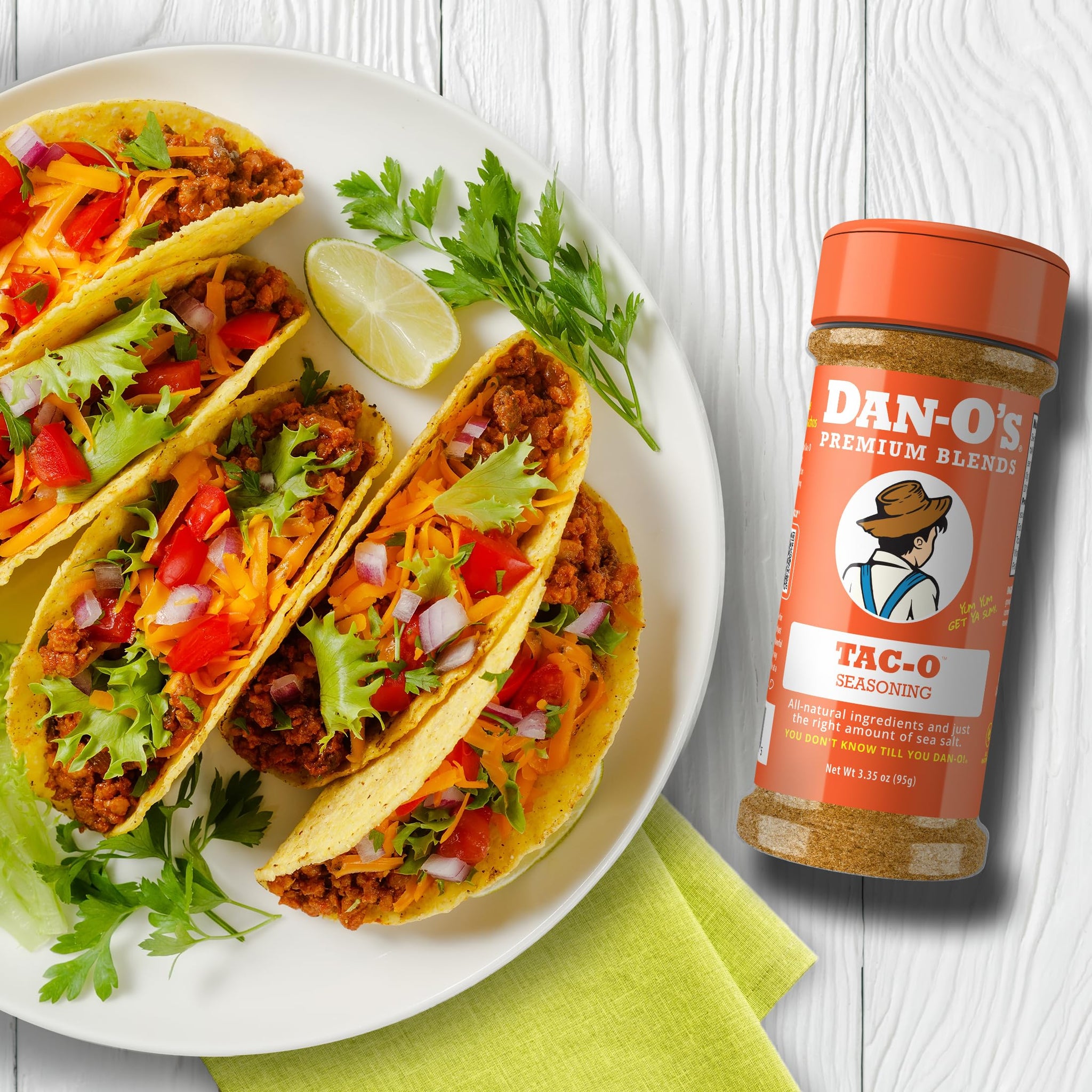 Dan-O's Tac-O Seasoning, 2.5 oz Bottle, 2 Pack, All Purpose Taco Seasoning for Tacos, Quesadillas, Ground Beef and More, Sugar Free, Zero Calorie, Use