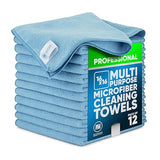 MW Pro Microfiber Cleaning Cloth | Blue | 12 Pack | 16” x 16” | All Purpose Microfiber Towels - Clean, Dust, Polish, Scrub, Absorbent