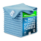 MW Pro Microfiber Cleaning Cloth | Blue | 12 Pack | 16” x 16” | All Purpose Microfiber Towels - Clean, Dust, Polish, Scrub, Absorbent