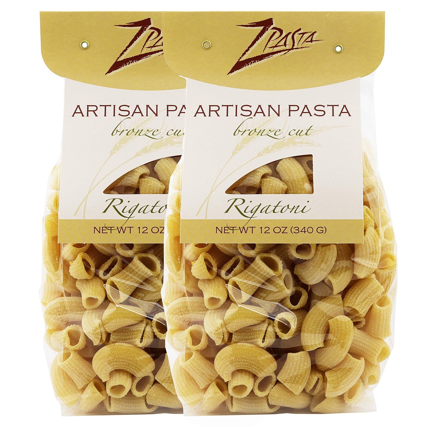 ZPasta Rigatoni - Bronze Cut Artisan Pasta 12 oz (2 Pack)
