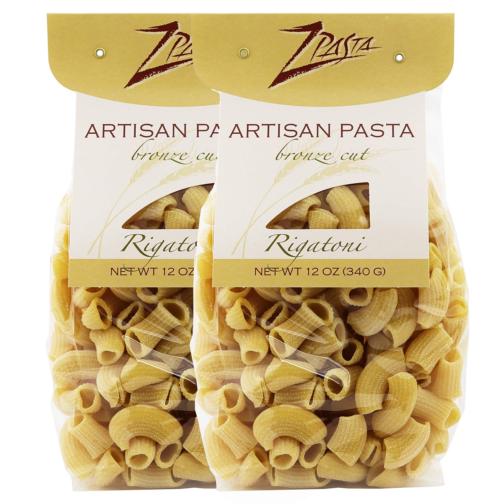 ZPasta Rigatoni - Bronze Cut Artisan Pasta 12 oz (2 Pack)