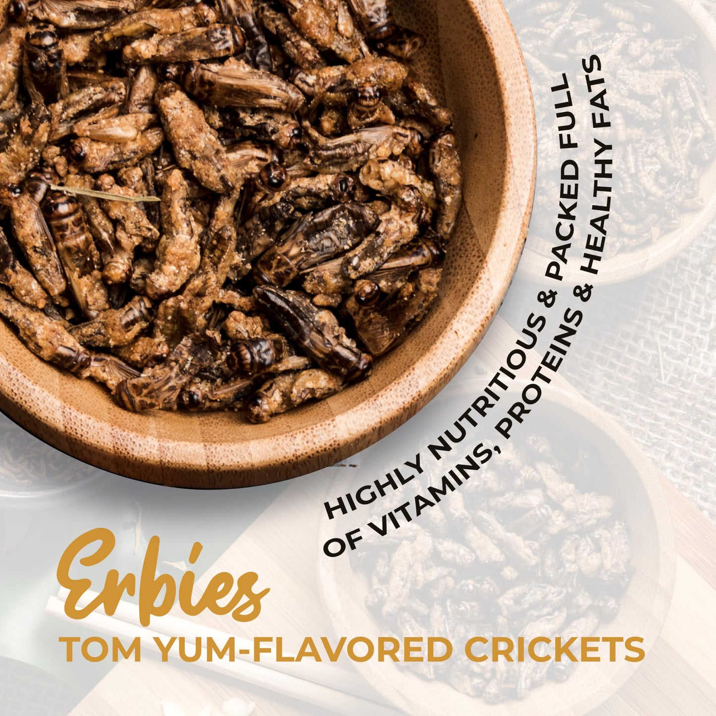 Erbies Edible Crickets for Humans, Exotic Food Bug Snacks & High Protein Edible Cricket Snacks for Humans, Sesame Coconut Flavor 15g Bag
