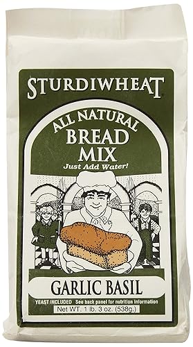 Sturdiwheat All Natural Bread Mix, Garlic Basil, 1lb Package (Pack of 4)