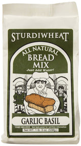Sturdiwheat All Natural Bread Mix, Garlic Basil, 1lb Package (Pack of 4)